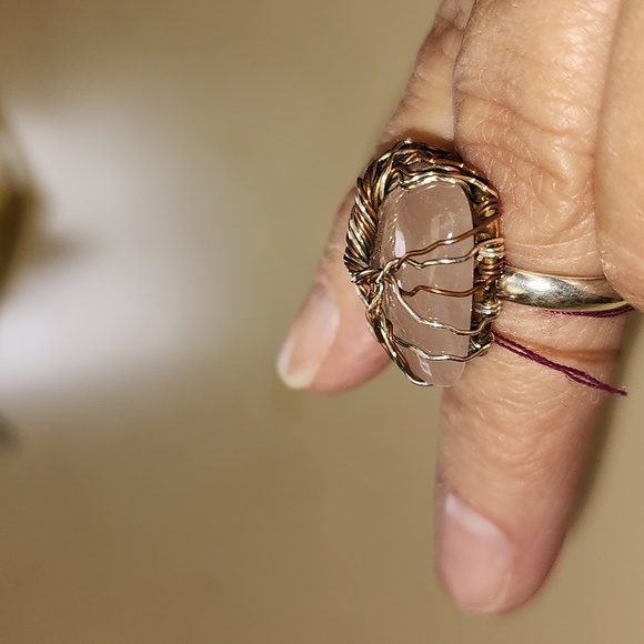 New Sterling silver Rose Quartz tree of life ring size 6 - Picture 6 of 7